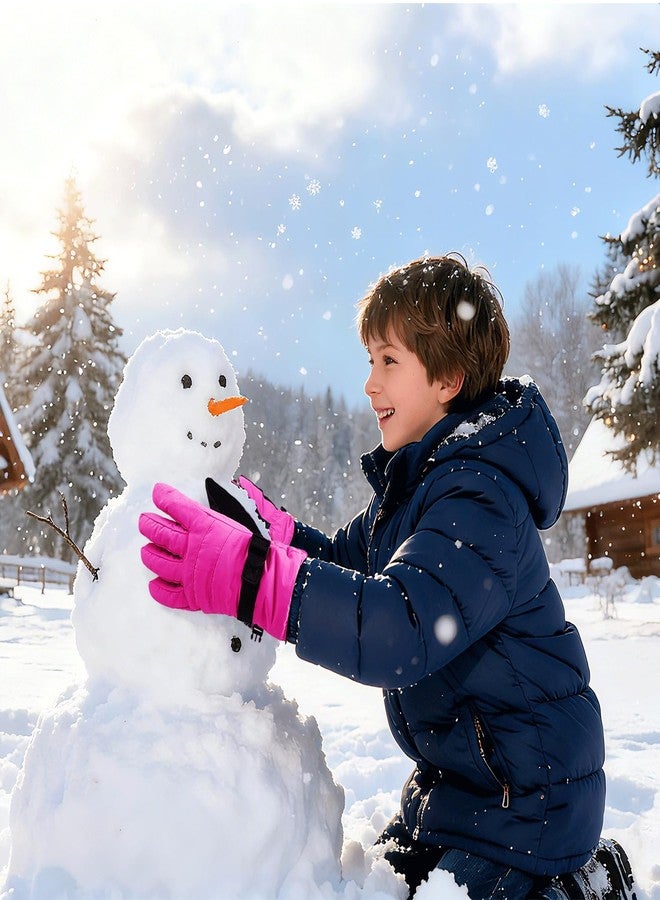 قفازات التزلج الشتوية الدافئة للأطفال من إكستاسر (لون وردي فاقع، 6-8 سنوات) - Image 3